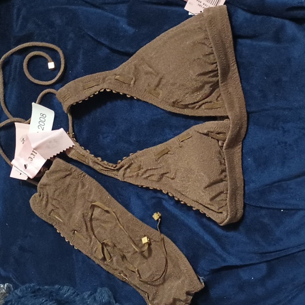 Juicy Couture NWT 2 PC Petite Bonfire  Bandeau And Halter Bra Tops Brown